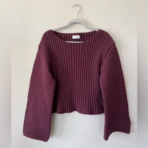 Sage The Label Greater Good Boat Neck Ribbed Sweater in Red Women's Size S